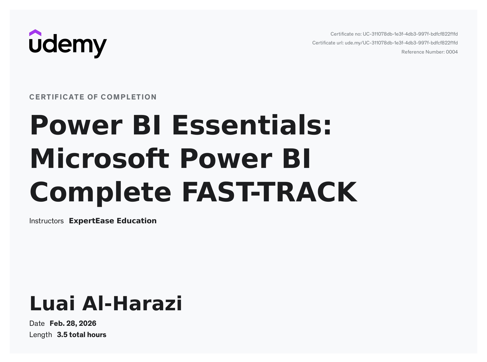 Power BI Certificate